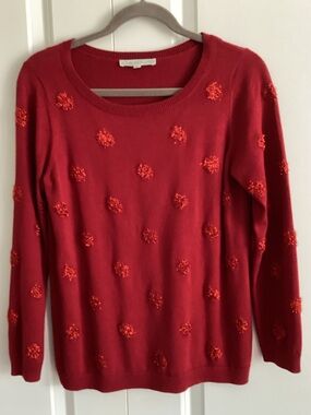 Cleo Petites Red Fuzzy Ball Sweater